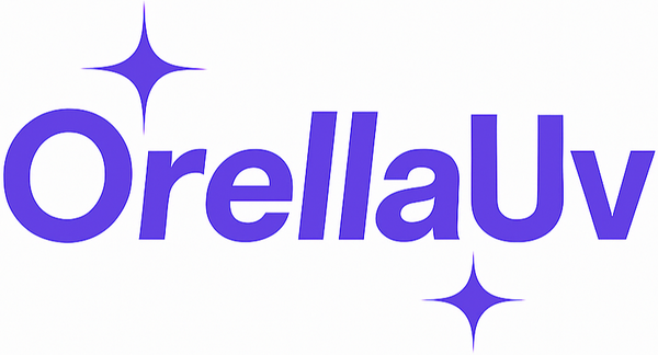 OrellaUv logo with purple text on a white background