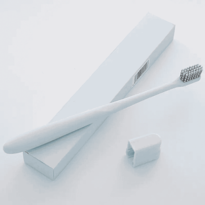 Blue toothbrush with bristle head on a white background